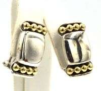 925 Sterling silver Lagos Caviar 2 tone Panel dot earrings