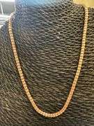 Sterling Silver 2-Tone Rose Gold Plated Diamond-Cut Bead Tube Chain 4mm 925 Italy 18"