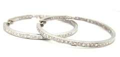 18kt White gold 1ctw diamond in out hoop earrings