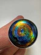 Sterling Silver 925 One of a Kind Dichroic Glass Ring Size 7.5