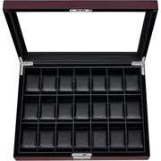 21 Slot Lockable Wooden Watch Display Case with Glass Lid