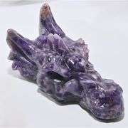 Hand Carved Amethyst Dragon Crystal Skull