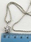 Italian 925 Sterling Silver Infinity Love Knot CZ Pendant with Rope Chain Necklace