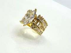 Sparkling 14 Kt Yellow Gold Plated 4.5 Ct Marquis Cut Lab Simulated Diamond Ring