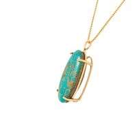 18kt Yellow gold oval Turquoise pendant on box chain