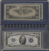 Collection of all 8 Small Size $10 Blue Seal Silver Certificates 1934 to 1953 in folio