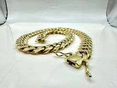 Huge 141.1 Gram 14 Kt Yellow Gold Plate Cuban Curb Link Chain Necklace