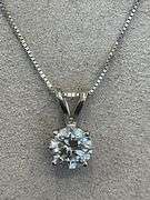 14K White Gold Solitaire Diamond Pendant Necklace