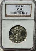 NGC MS63 1939 D Walking Liberty Half Half