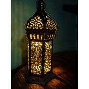 Lot of 2 Bronze Moroccan-Style Lanterns with Lights