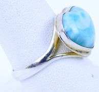 Sterling Silver Larimar Heart Ring, 8.75