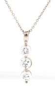 14kt White gold 1ctw three stone diamond pendant on chain