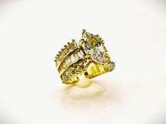 Sparkling 14 Kt Yellow Gold Plated 4.5 Ct Marquis Cut Lab Simulated Diamond Ring