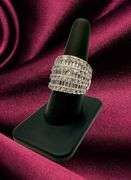 Sparkling 14 Kt White Plate 17.5 Cttw Simulated Diamond Ring