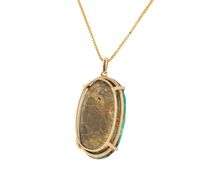 18kt Yellow gold oval Turquoise pendant on box chain