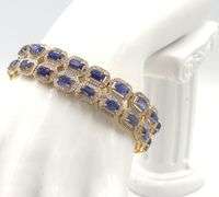 Enchanting Brand New European 29.74CTW Emerald-Cut Blue Sapphire & 4.50CTW Diamond Bracelet in 14K Y