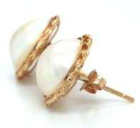 14kt Yellow gold 11mm Mabe pearl earrings