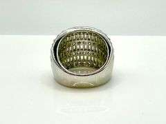 Sparkling 14 Kt White Plate 17.5 Cttw Simulated Diamond Ring