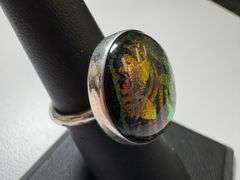 Sterling Silver 925 One of a Kind Dichroic Glass Ring Size 7