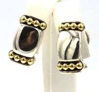 925 Sterling silver Lagos Caviar 2 tone Panel dot earrings