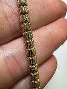 Sterling Silver 2-Tone Gold Plated Diamond-Cut Bead Tube Chain 4mm 925 Italy 18"