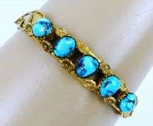 Vintage Navajo Gold Filled Turquoise Cuff Bracelet