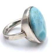 Set of oval turquoise dangle earrings and ring