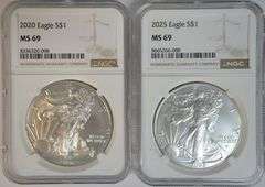 5 Gem CU 5c Military Payment Certificates in sequence (Series 681)