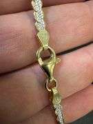 Gold Plated 925 Sterling Silver 3.5mm Serpentine 2-Tone Chain Link Italy Necklace 18"