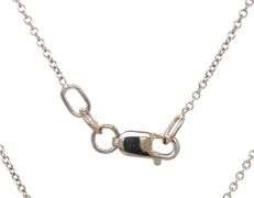 14kt White gold 1ctw three stone diamond pendant on chain
