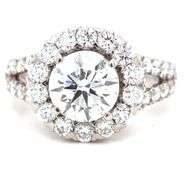 14kt White gold lab grown diamond halo engagement ring