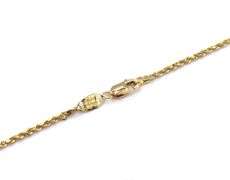 14kt Yellow gold diamond cut open art cross pendant on rope chain necklace