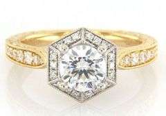 New Gabriel & Co. 0.27ctw Hexagon Frame Semi Mount Ring in 14K