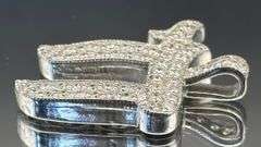 14K WHITE GOLD 1.75CTW LAB DIAMOND "HI" PENDANT