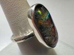 Sterling Silver 925 One of a Kind Dichroic Glass Ring Size 8.25