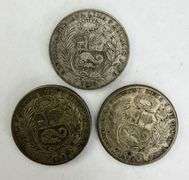 Set of 3 Peruvian Un Sol Silver Coins