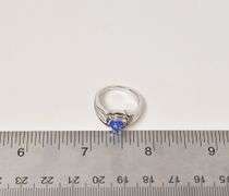Sterling Silver Sapphire Gemstone ring with Diamond Accents