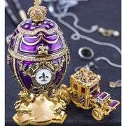 Fabergé Style Purple Enamel Egg Trinket Box