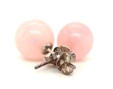 925 Sterling silver Rose quartz stud earrings