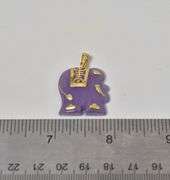Wonderful 14K Yellow Gold Puple Jade Elephant Pendant