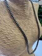 Sterling Silver 2-Tone Black Rhodium Plated Diamond-Cut Bead Tube Chain 4mm 925 Italy 18"