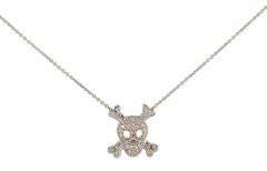 Roberto Coin 0.20ctw Diamond Skull and Crossbones Pendant Necklace in 18K