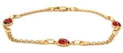 14kt Yellow gold Lady bug station link bracelet