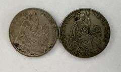 Set of 2 Peruvian Un Sol Silver Coins