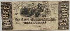 $3 Jan 1 1863 State Bank of Raleigh North Carolina Unc Note
