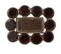 Antique 4.0ctw Garnet and Hair Mourning Ring in 8K