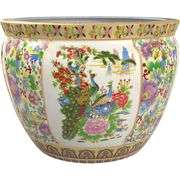 Satsuma Style Porcelain Fishbowl Planter