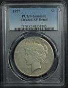1927 Peace Silver Dollar PCGS Genuine Cleaned XF Detail
