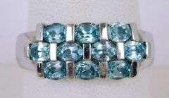 Sterling Blue Topaz Wide Ring, Size 8.5