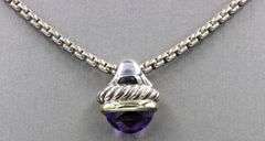 David Yurman 2 tone Acorn amethyst necklace